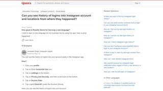 
                            6. Can you see history of logins into Instagram …