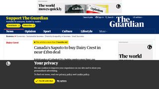 
                            8. Canada's Saputo to buy Dairy Crest in near-£1bn deal ...