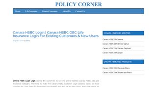 
                            6. Canara HSBC Login | Canara HSBC OBC Life …