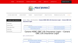 
                            9. Canara HSBC OBC life insurance login page | New …