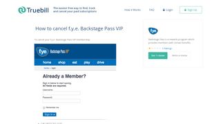 
                            6. Cancel f.y.e. Backstage Pass VIP - Truebill