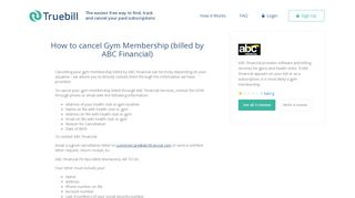 
                            10. Cancel Gym Membership (billed by ABC Financial) - Truebill