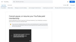 
                            5. Cancel, pause, or resume your YouTube paid membership ...