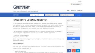 
                            3. Candidate Login & Register - Greystar