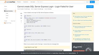 
                            6. Cannot create SQL Server Express Login - Login Failed for ...