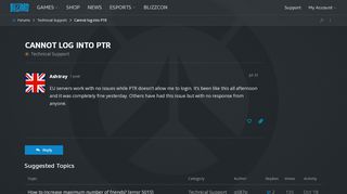 
                            6. Cannot log into PTR - Technical Support - Overwatch Forums