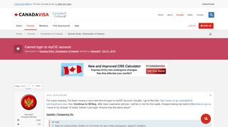 
                            6. Cannot login to myCIC account - Canadavisa.com