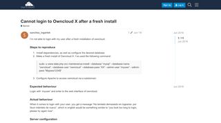 
                            4. Cannot login to Owncloud X after a fresh install - Server - ownCloud ...