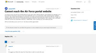 
                            10. Cannot reach the Air Force portal website - Microsoft Community