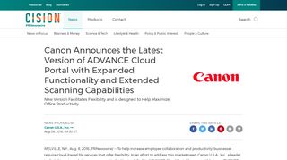 
                            2. Canon Announces the Latest Version of ADVANCE Cloud ...