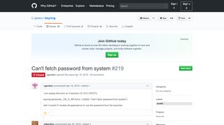 
                            5. Can't fetch password from system · Issue #219 · jaraco/keyring · GitHub