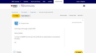 
                            5. Can't log in through outlook 365 - myCommunity - RMIT University