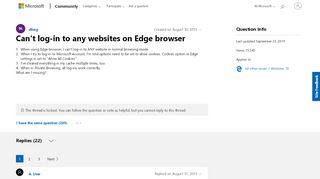 
                            8. Can't log-in to any websites on Edge browser - Microsoft ...