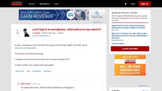 
                            1. can't log in to wordpress, alternative to wp-admin? | Warrior ...