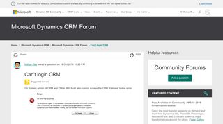 
                            2. Can't login CRM - Microsoft Dynamics CRM Forum ...