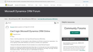 
                            2. Can't login Microsoft Dynamics CRM Online - Microsoft ...