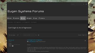 
                            2. Can't login to Act of Agression - Eugen Systems Forums