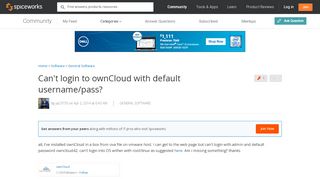 
                            10. Can't login to ownCloud with default username/pass ...
