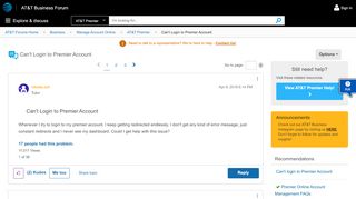 
                            5. Can't Login to Premier Account - AT&T Community