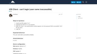 
                            3. can't login (user name inaccessible) - ownCloud …