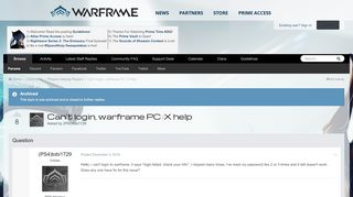 
                            3. Can't login, warframe PC :X help - Players helping Players ...