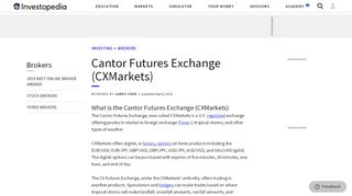 
                            1. Cantor Futures Exchange (CXMarkets) - Investopedia