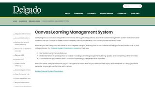 
                            2. Canvas Learning Management System - Delgado CC