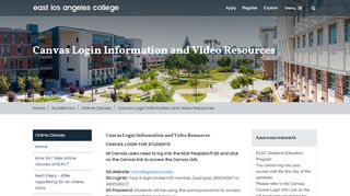 
                            11. Canvas Login Information and Video Resources - ELAC