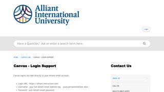 
                            3. Canvas - Login Support - Alliant International University