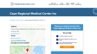 
                            8. Cape Regional Medical Center Inc | MedicalRecords.com