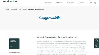 
                            8. CapGemini Technologies Inc | Servicenow Partner