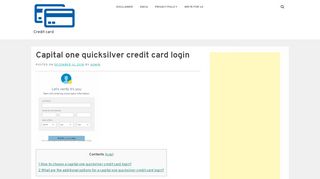 
                            2. Capital one quicksilver credit card login - Credit card