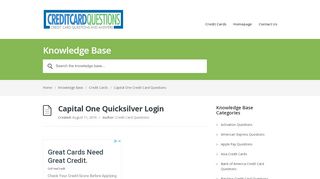 
                            7. Capital One Quicksilver Login - Credit Card Questions