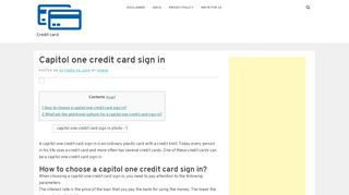 
                            7. Capitol one credit card sign in - Credit card