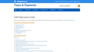 
                            1. CAPP Help Center & FAQ - Taxes & Payments - Arlington County