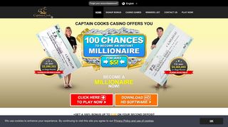 
                            7. Captain Cooks Casino | 100 Free Chances to Win!