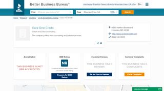 
                            8. Care One Credit | Better Business Bureau® Profile