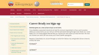 
                            3. Career Ready 101 Sign-up — City of Albuquerque