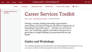 
                            2. Career Services for Students - Toolkit - Colgate University