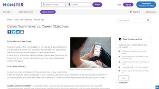 
                            7. Career Summaries vs. Career Objectives | Monster.ca