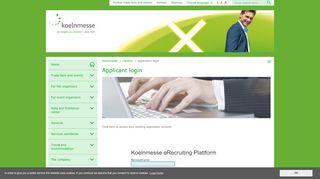 
                            7. Careers - Application login | Koelnmesse