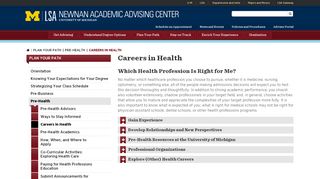 
                            8. Careers in Health | U-M LSA Newnan Advising Center
