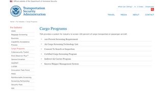 
                            3. Cargo Programs | Transportation Security Administration