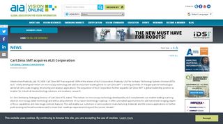 
                            7. Carl Zeiss SMT acquires ALIS Corporation - Vision Online