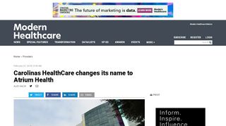 
                            6. Carolinas HealthCare changes its name to Atrium Health