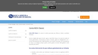 
                            9. Carta NEXI Classic - Banca Agricola Popolare di Ragusa