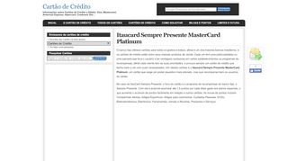 
                            5. Cartão de Crédito Itaucard Sempre Presente MasterCard …