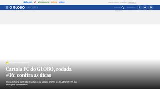 
                            8. Cartola FC do GLOBO: confira as dicas para a rodada …