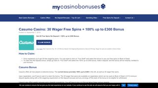 
                            9. Casumo Casino: 20 Free Spins No Deposit + 100% up to £300 ...