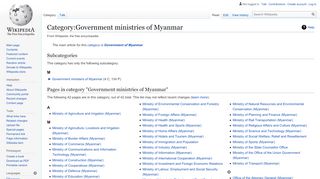 
                            8. Category:Government ministries of Myanmar - Wikipedia